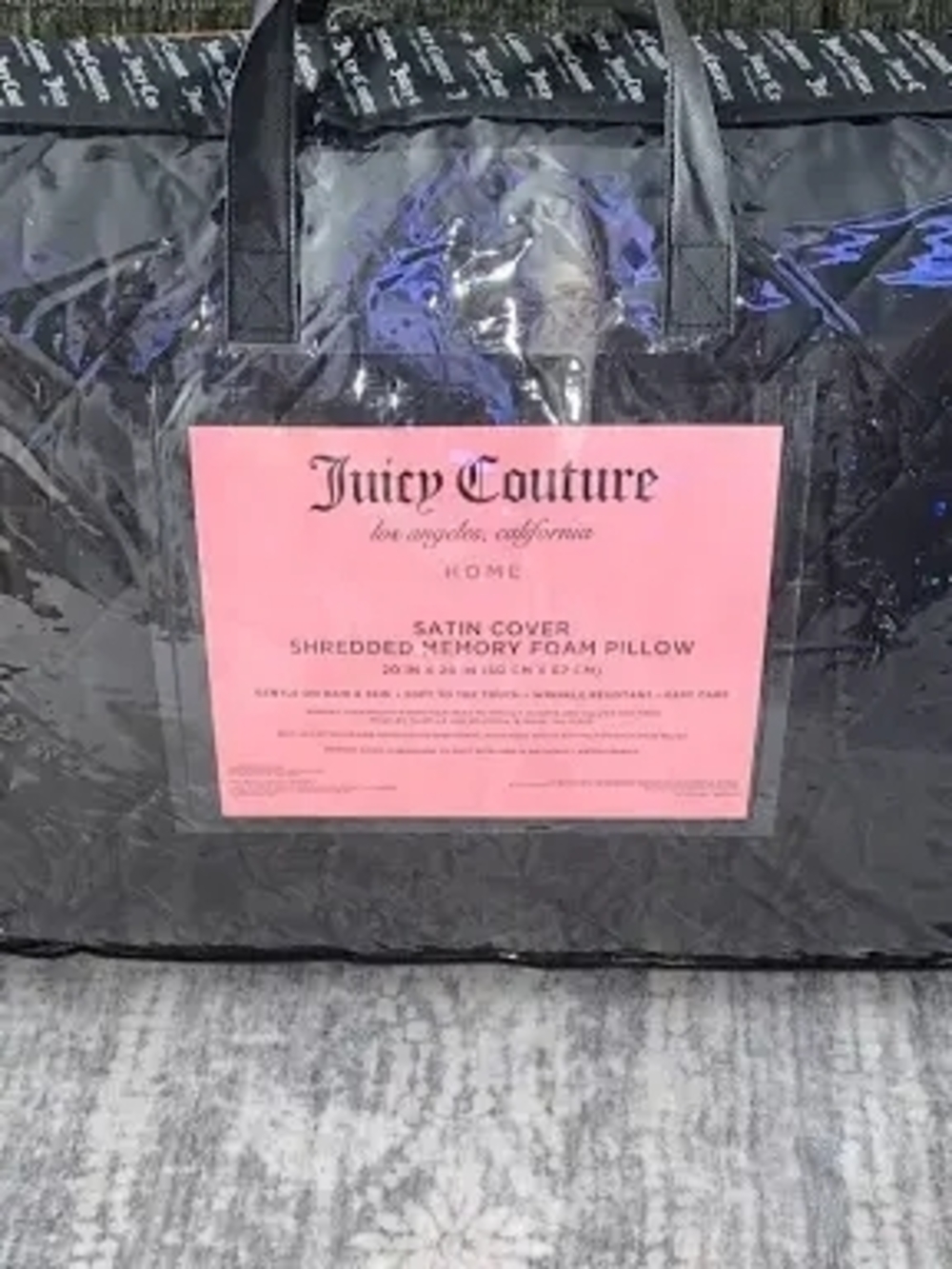 Juicy Couture Black Satin Memory Foam Pillows